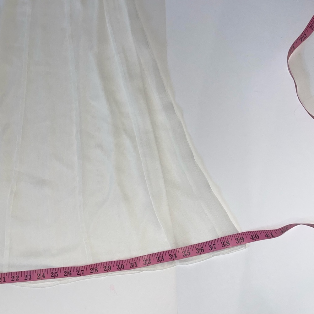 Ruby Rd. Petite (Small)White A-Line Semi-Sheer Midi Skirt lined w attached skirt - Picture 9 of 17